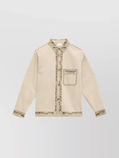 Isabel Marant Beaded Long Sleeve Jacket With Patch Pocket In Gold