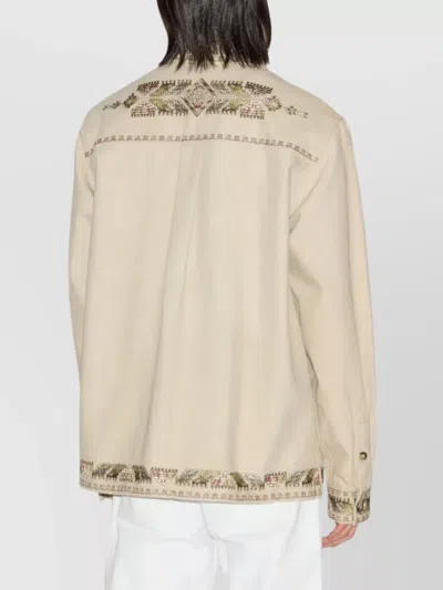 Isabel Marant Beaded Long Sleeve Jacket With Patch Pocket In Gold