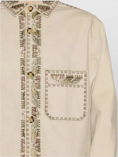 Isabel Marant Beaded Long Sleeve Jacket With Patch Pocket In Gold
