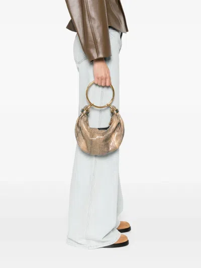 Chloé Embellished Watersnake Shoulder Bag In Neutral