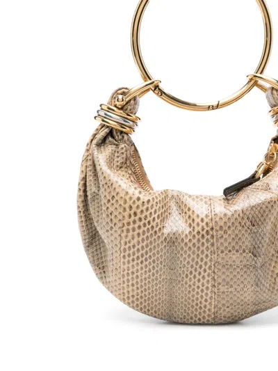 Chloé Embellished Watersnake Shoulder Bag In Neutral