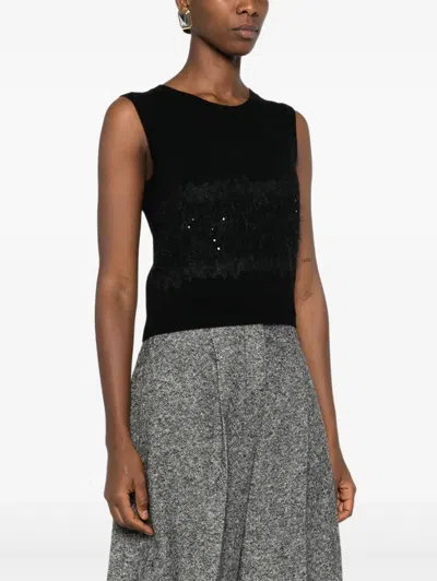 Ermanno Firenze Sequin-embellished Top In Black