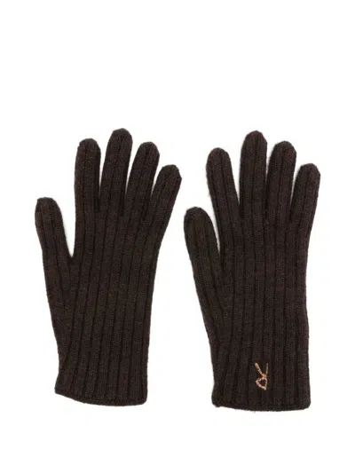 Ruslan Baginskiy Ribbed Embroidered Gloves In Black