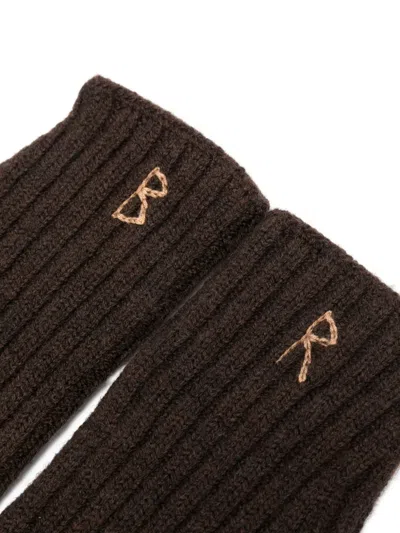 Ruslan Baginskiy Ribbed Embroidered Gloves In Black