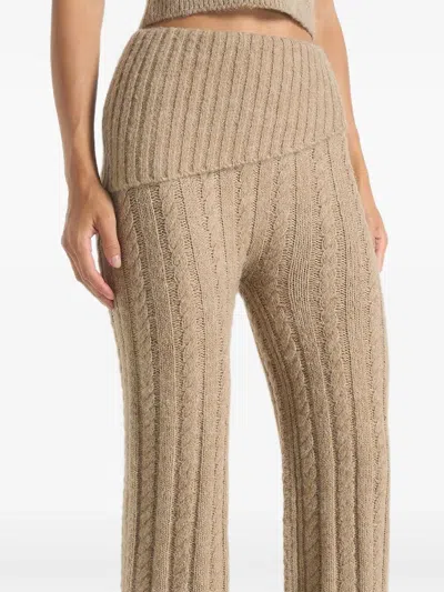 Manière De Voir Elvy Cable-knit Foldover Trousers In Nude