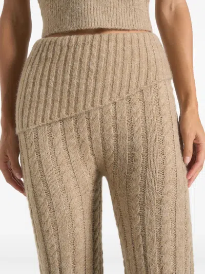 Manière De Voir Elvy Cable-knit Foldover Trousers In Nude