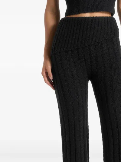 Manière De Voir Elvy Cable-knit Foldover Trousers In Black