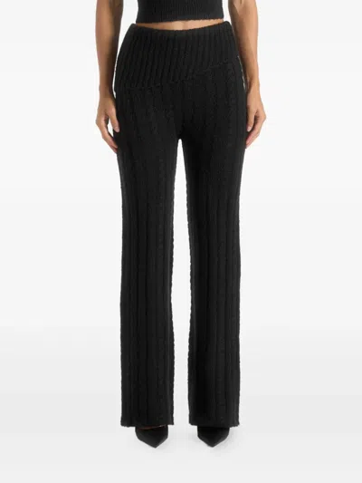 Manière De Voir Elvy Cable-knit Foldover Trousers In Black