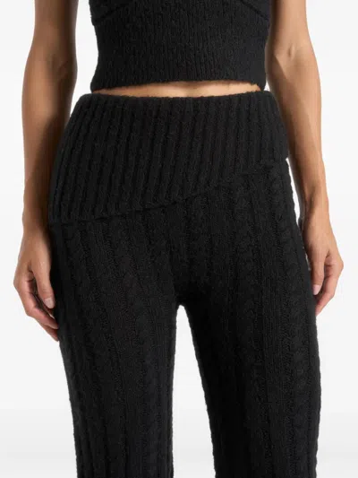 Manière De Voir Elvy Cable-knit Foldover Trousers In Black