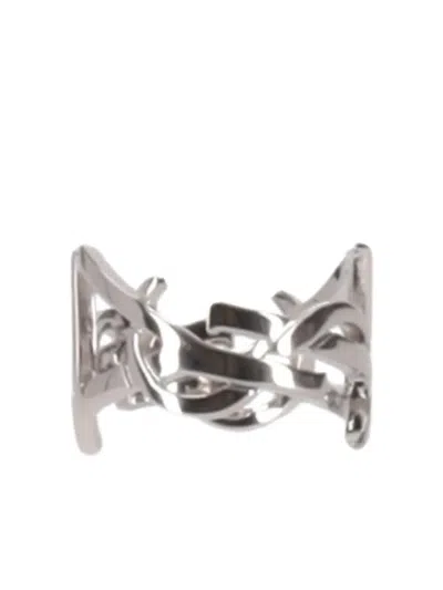 Saint Laurent Bague Foulard Cassandre Brass In Metallic