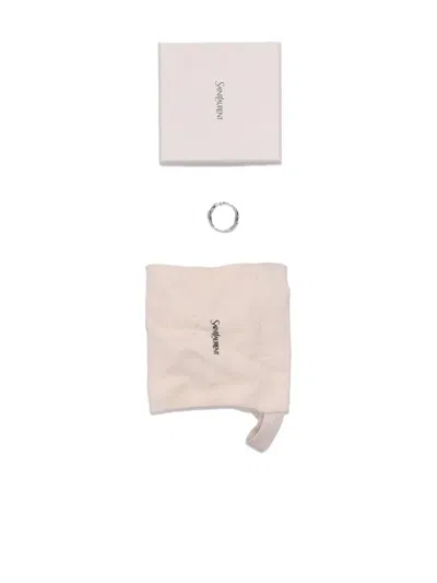 Saint Laurent Bague Foulard Cassandre Brass In Metallic