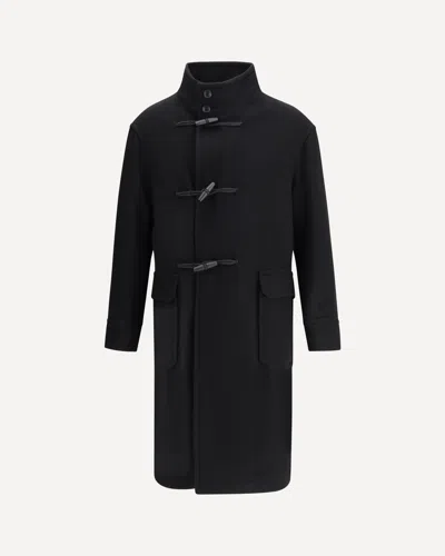 Tagliatore Black Wool And Cashmere Blend Mon Coat In Black