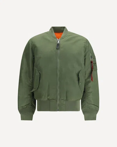 Alpha Industries Ma-1 Vf 59 Long Bomber Jacket Dark Green Nylon Bomber Jacket In Green