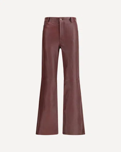 Chloé Women Flared Lambskin Leather Trousers In Burgundy