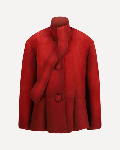 Prada Bonded Suede Jacket In Red
