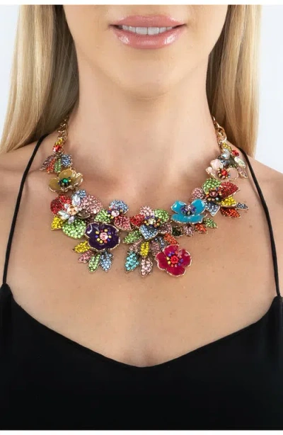 Eye Candy Los Angeles Amy Crystal Floral Necklace In Multi