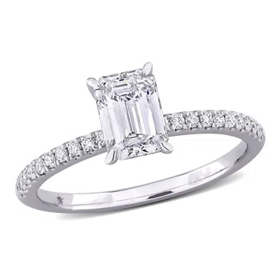 Created Forever 1 1/6ct Tdw Emerald-cut Lab-created Diamond Engagement Ring In 14k White Gold In Silver