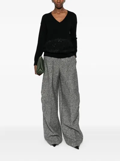 Ermanno Firenze Lace-panel Sweater In Black