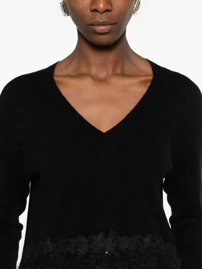 Ermanno Firenze Lace-panel Sweater In Black