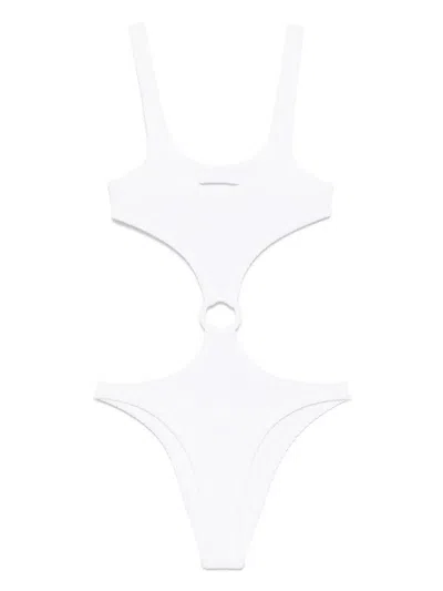 Mc2 Saint Barth Cut-out Swimsuit In White