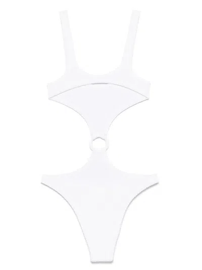 Mc2 Saint Barth Cut-out Swimsuit In White
