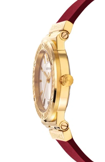 Versace Greca Logo Leather Strap Watch, 38mm In Red