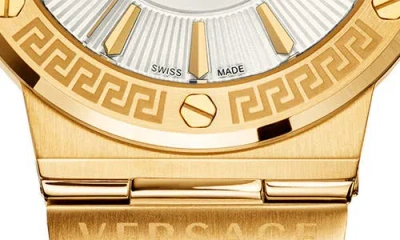 Versace Greca Logo Leather Strap Watch, 38mm In Red