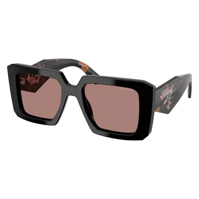 Prada Light Brown Square Ladies Sunglasses Pr 23ys 27b60b 51 In Black