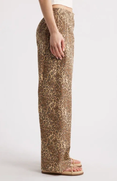 Bdg Urban Outfitters Animal Print Wide Leg Pants In Brown