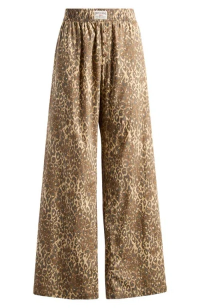 Bdg Urban Outfitters Animal Print Wide Leg Pants In Brown
