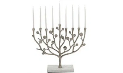 Michael Aram Judaica Botanical Leaf Menorah In Metallic