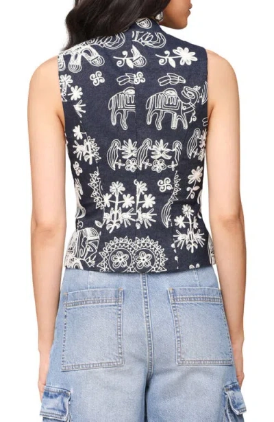 Avec Les Filles Women's Soutache Denim Button-front Vest