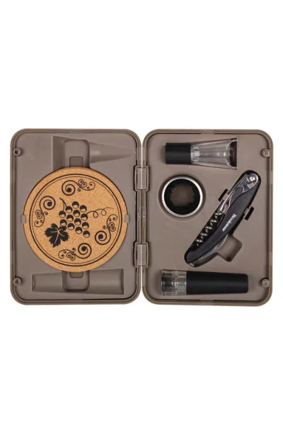 Brookstone Compact Wine Accessories Kit In Brown