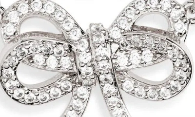 Kate Spade New York Bow Meets Girl Pavé Cubic Zirconia Pendant Necklace In Silver