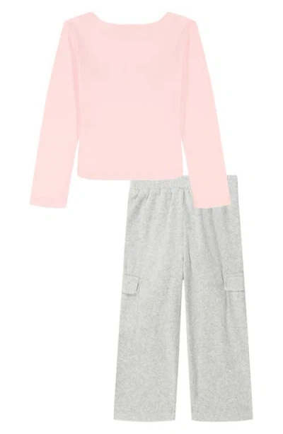 Juicy Couture Kids' Crystal Embellished Long Sleeve T-shirt & Pants Set In Gray