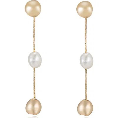 Ettika Faux Pearl & Bead Drop Earrings In Gold