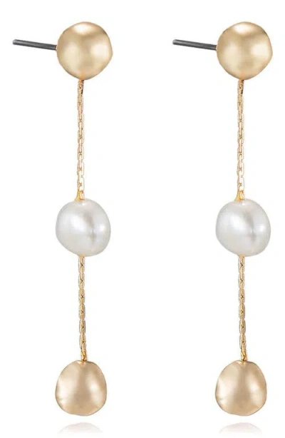 Ettika Faux Pearl & Bead Drop Earrings In Gold