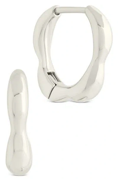 Sterling Forever Aileen Molten Micro Hoop Earrings In Silver