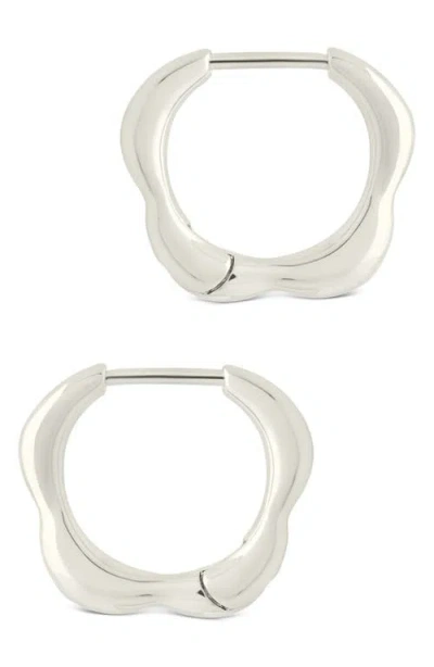Sterling Forever Aileen Molten Micro Hoop Earrings In Silver