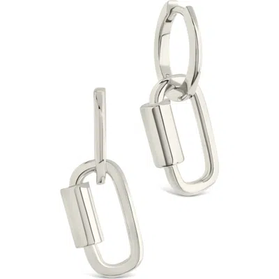 Sterling Forever Ellison Carabiner Drop Earrings In Silver