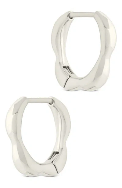 Sterling Forever Aileen Molten Micro Hoop Earrings In Silver