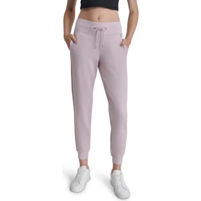 Dkny Rhinestone Logo Cuffed Fleece Joggers In Pink