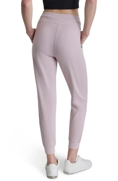 Dkny Rhinestone Logo Cuffed Fleece Joggers In Pink