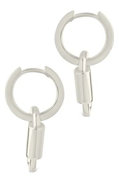 Sterling Forever Ellison Carabiner Drop Earrings In Silver