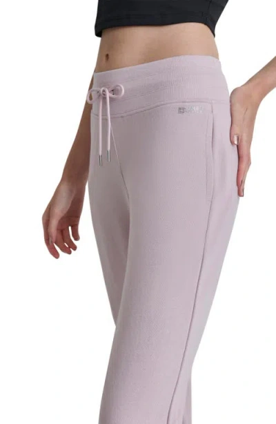 Dkny Rhinestone Logo Cuffed Fleece Joggers In Pink