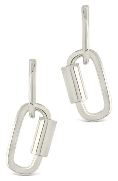 Sterling Forever Ellison Carabiner Drop Earrings In Silver