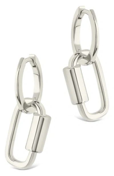 Sterling Forever Ellison Carabiner Drop Earrings In Silver