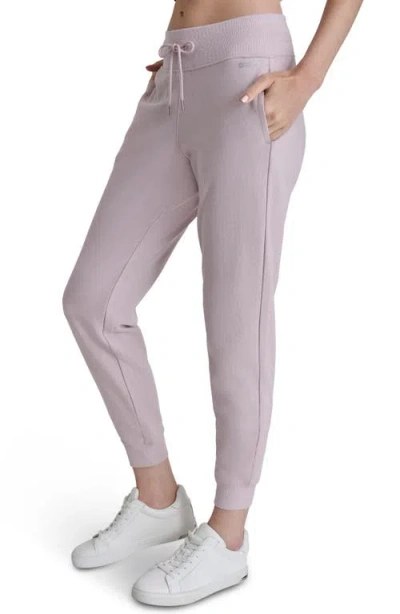 Dkny Rhinestone Logo Cuffed Fleece Joggers In Pink