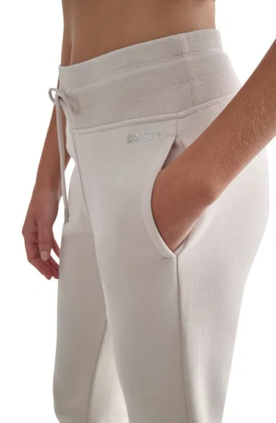 Dkny Rhinestone Logo Cuffed Fleece Joggers In Neutral