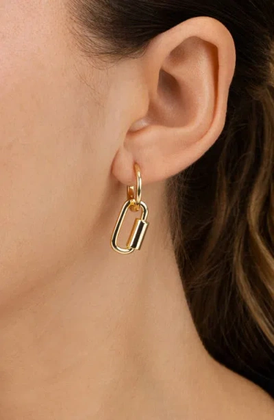 Sterling Forever Ellison Carabiner Drop Earrings In Gold